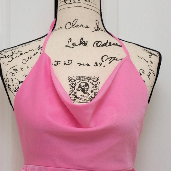 Ensley Mini Princess Polly Dress SIZE 4 Bubblegum Pink Sheer Wrap Asymmetrical - Picture 14 of 14